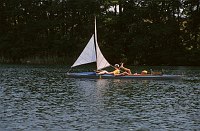 Juni 2003. Mecklenburg-Vorpommern. Feldberger Seen - Gebiet. Bei Carwitz. Boote auf dem Dreetzsee. Sommer
